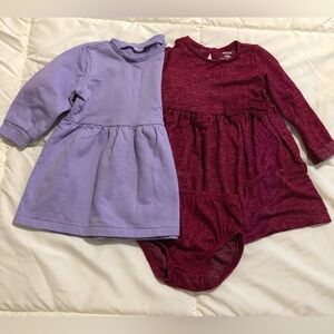 H&M Purple and Carter’s Burgundy Kids Dresses Set